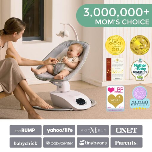 Momcozy CocoSway Baby Swing for Infants to Toddler, 3D-Motion Electric Baby Swing with 6 Motions & 4-Speeds, Remote Control, Infant Swing with 8 Preset Lullabies for Baby Boy Girl Up to 20 lbs - Image 2