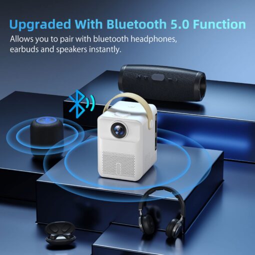 Smart Projector 4K Android System, 15000Lm Mini Projector with WiFi and Bluetooth, 4K Outdoor Projector Max 300” Digital ±45° 4D Keystone Zoom Support, Compatible with Phone, TV Stick, Game, USB - Image 5