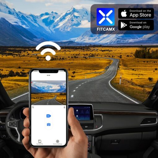 Fitcamx 4K Dash Cam for 2021-2025 Chevy Tahoe LS LT RST Premier Z71 High Country (HD2-4925) with Auto-Dimming, OEM Style, 2160P UHD Video, WiFi & APP, Loop Recording, G-Sensor, Plug & Play, 64GB Card - Image 3