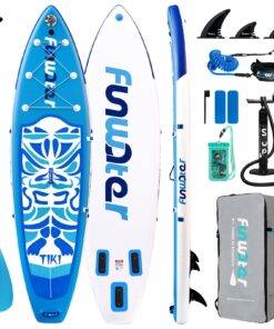 FunWater Inflatable 10'6×32"×6" Paddle Board SUP Stand Up Paddle Board for All Skill Levels Everything Included ISUP, Paddle, Pump, Backpack, Leash, Waterproof Bag, Fins