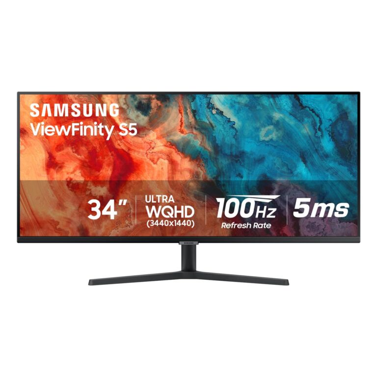 SAMSUNG 34" ViewFinity S50GC Series Ultrawide QHD Monitor, 100Hz, 5ms, HDR10, AMD FreeSync, Ultrawide Screen, Eye Care, Thin Bezels, PIP, PBP, LS34C50DGANXZA, 2023, Black