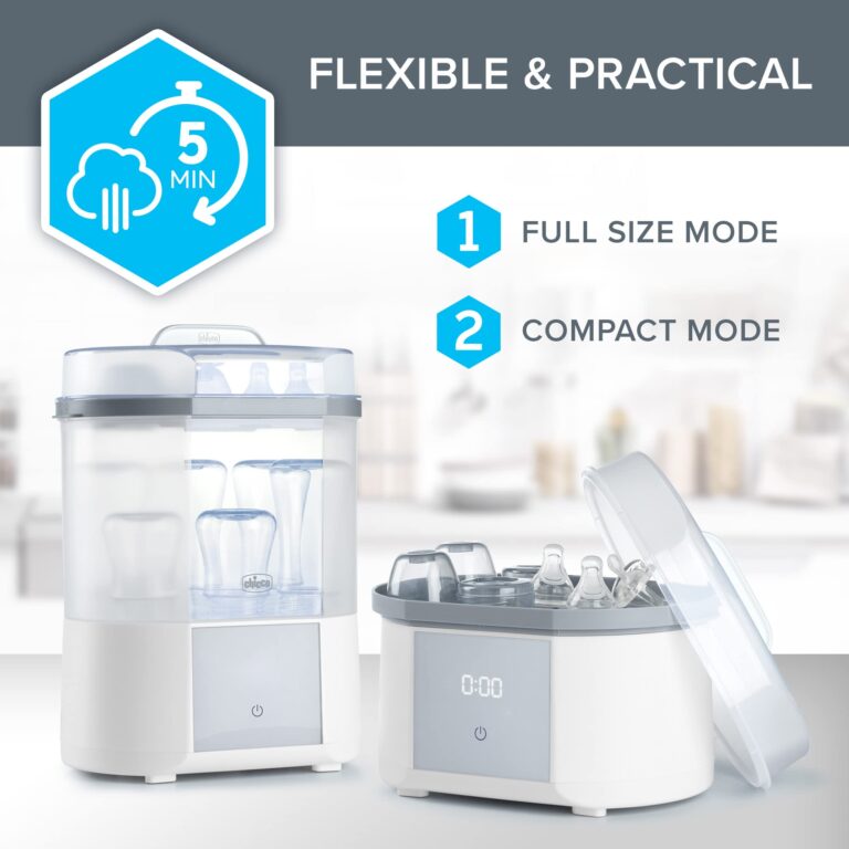 Chicco Advanced Electric Steam Sterilizer & Dryer for Baby Bottles, Feeding Accessories and More | Eliminates 99.9% of Germs | 4 Programming Options | 2 Configurations | Automatic Shut-Off - Image 8