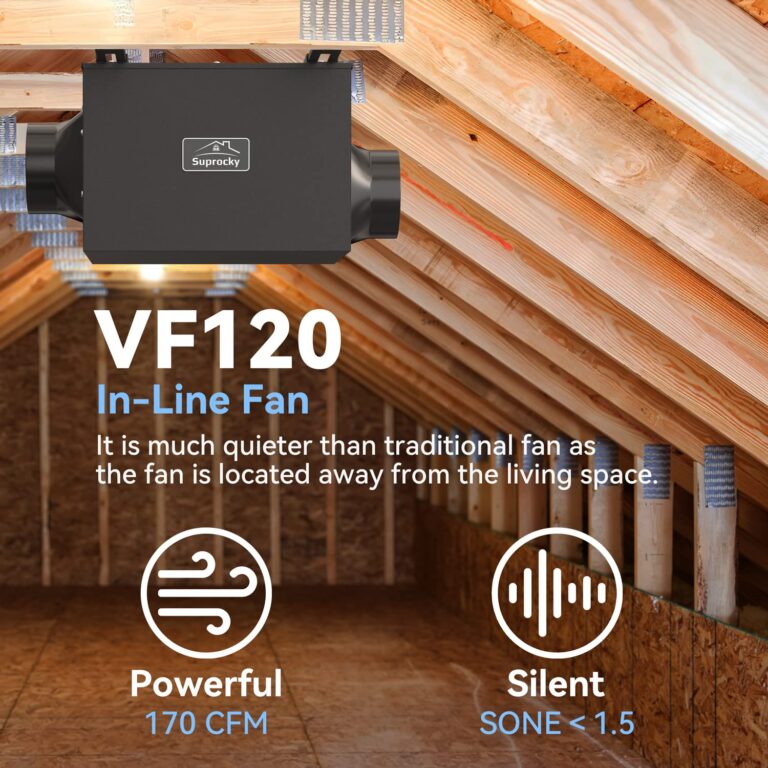 SUPROCKY 170CFM Ultra Quiet Bathroom Exhaust Fan, VF120 Remote Mount In Line Fan, Bathroom Exhaust Ventilation Fan for Bathroom, Kitchen, Garage and Residential Ventilation Applications, Black - Image 6