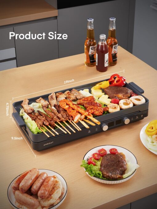 Double Induction Cooktops, Induction Cooktop 2 Burners with Removable Iron Cast Griddle Pan Non-stick, Sensor Touch 8 Power Levels, Independent Temperature Control - Image 3