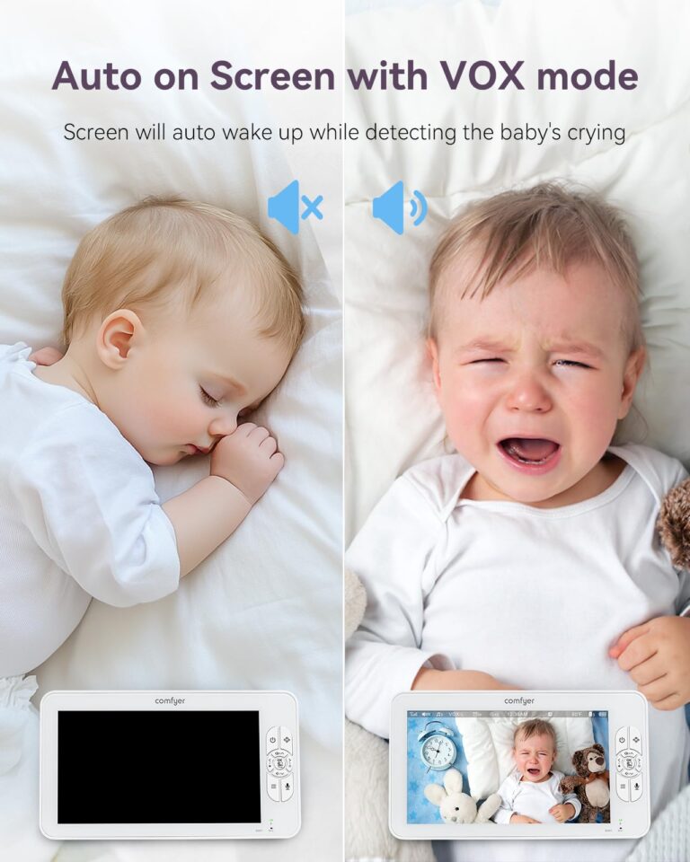 Comfyer Split-Screen Baby Monitor with 2 1080P Cameras, 7" HD 720P Baby Monitor No WiFi with a Flexible Bracket, Video Baby Monitor with Camera and Audio, 2 Way Audio, Remote PTZ, Auto Night Vision - Image 3