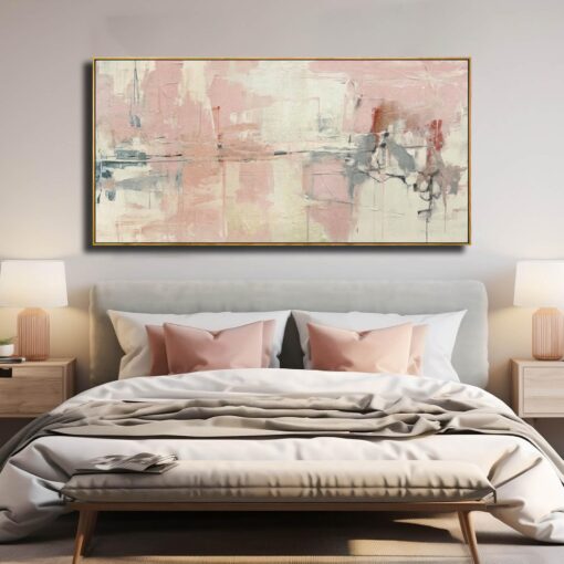 YJYart Pink Abstract Wall Art Room Decor for Teen Girls Modern Living Room Canvas Wall Art Bedroom Pictures Office Decoration for Wall 29x58in - Image 6
