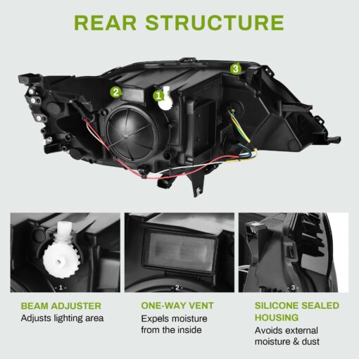 AUTOSAVER88 Projector Headlights Assembly Compatible with 2014-2020 Chevy Impala Factory Halogen Headlamp with bulbs Black Housing Amber Reflector Clear Lens Driver & Passenger Side - Image 6