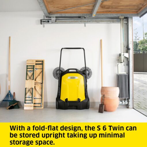 Kärcher - S 6 Twin Walk-Behind Outdoor Hand Push Floor Sweeper - 10 Gallon Capacity - 33.9" Sweeping Width - Sweeps up to 32,300 Square Feet/Hour - Image 4