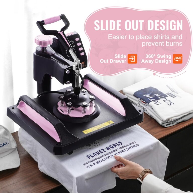 VEVOR 5 in 1 Heat Press Machine Combo with 30 OZ Tumbler Press & Hat Press 12x15 inch Heat Press for T-Shirts, Hats Caps Tumblers Glass Cans Mugs, and Plates (Pink & Black) - Image 5