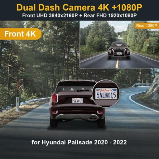 Dual Dash Cam for Hyundai Palisade (Part No#S8000) 2020-2022 & CPL-3345 - Image 5
