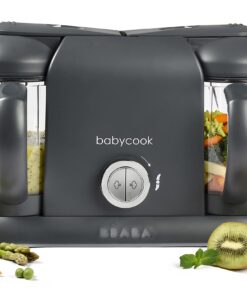 BEABA Babycook Duo 4 in 1 Baby Food Maker, Puree Steamer and Blender for Purees, Grinder with Auto Steam Cooking, Lrg 9.1 Cup Capacity, Makes 54 Servings in 20 Mins, Charcoal