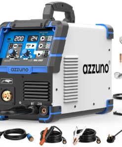 AZZUNO 200A MIG Welder,110V/220V Dual Voltage multiprocess welder,Gas Gasless MIG Welding Machine,4 in 1 Flux MIG/Solid Wire/Lift TIG/Stick ARC Welder (Grey)