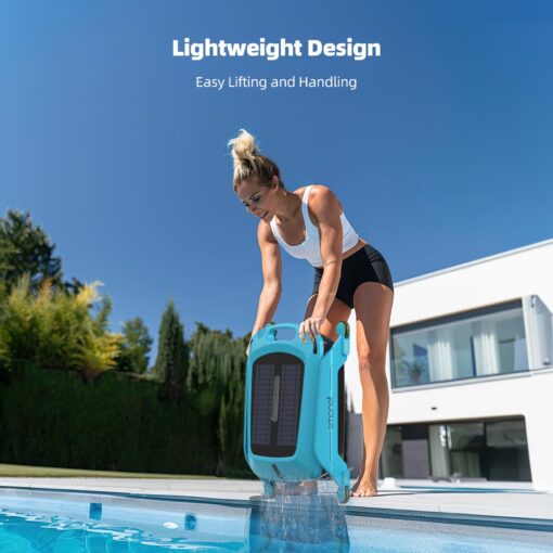 Solar Robotic Pool Skimmer Cleaner: SMONET Automatic Cordless Pool Skimmer for Above Ground Pool with Dual Charging Options Path Optimization, Two Speed Modes Saltwater Compatibility - Image 2