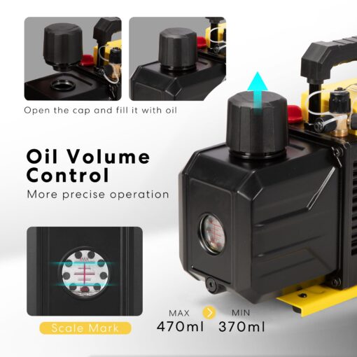 SPECSTAR 3/4 HP 7.2 CFM 110V Dual Stage Rotary Vane HVAC Air Vacuum Pump for R134a R12 R22 R502 R410a Systems with 2 Oil Bottles for Air Conditioner Servicing Resin Degassing and More - Image 5