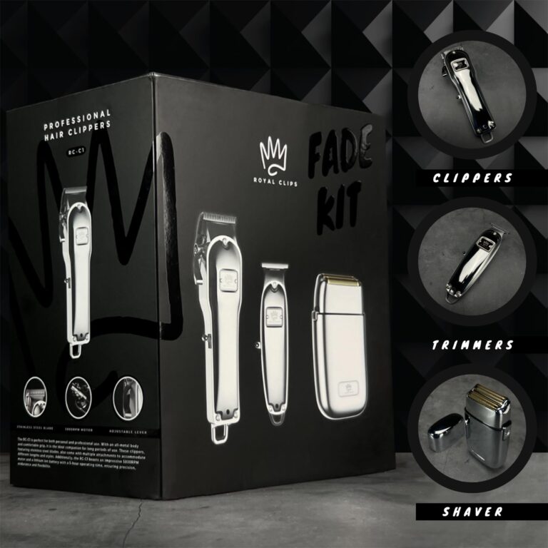 Royal Clips Hair and Beard Fade Kit 2.0 – Professional Clipper, Trimmer & Foil Shaver Bundle for Men, Complete Haircut Set for Barbers, Home Use & Grooming – 5-Hour Battery, 10pcs Limit Combs, Silver - Image 7