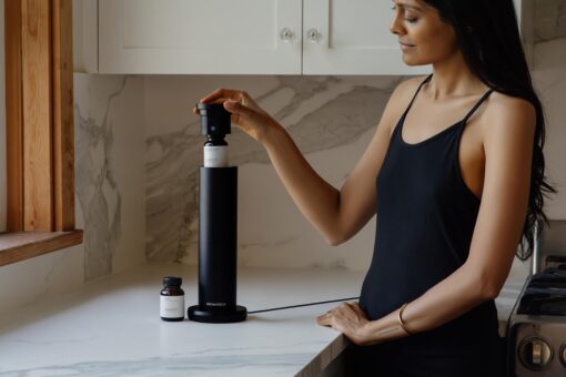 AromaTech New AroMini BT Plus Scent Diffuser w/Bluetooth – Cold-Air Diffusion Scent Machine for Home, Office, Hotel, Spa – Nebulizing Diffusion System for Essential Oil Blends (Gold) - Image 2