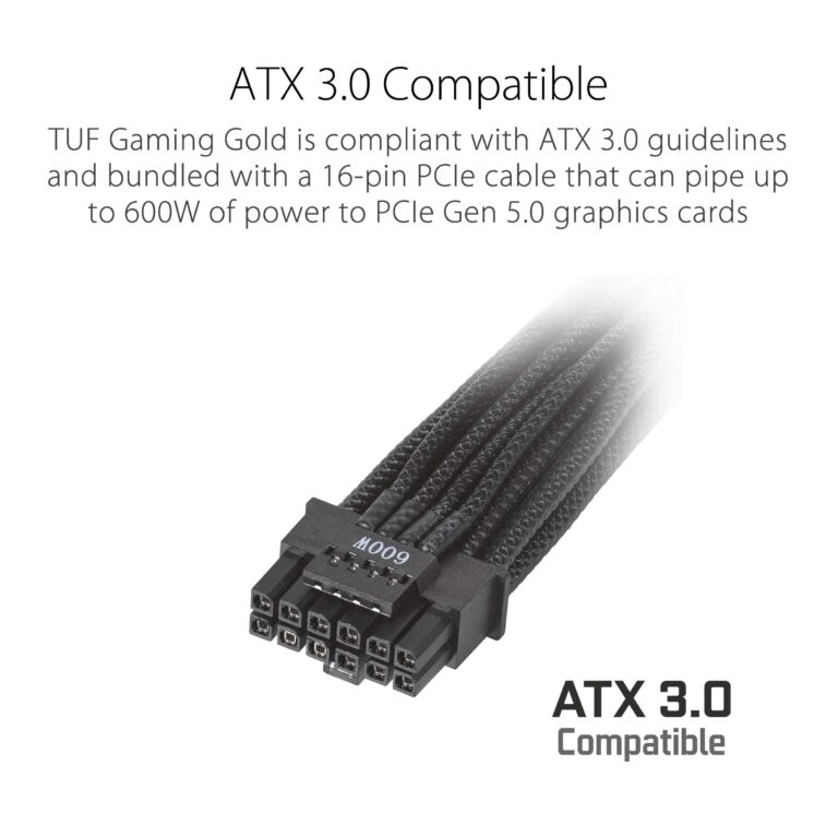 ASUS TUF Gaming 850W Gold (850 Watt, ATX 3.0 Compatible, Fully Modular Power Supply, 80+ Gold, Military-Grade Components, Dual Ball Bearing, Axial-tech Fan, PCB Coating, 10 Year Warranty) - Image 5