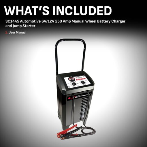 Schumacher Electric Manual Battery Charger & Engine Starter – 6V/12V 250A Heavy-Duty Battery Charger with 50A Boost Mode, Color-Coded Clamps, 6-Foot Output Cables & Rugged Design SC1445 - Image 6