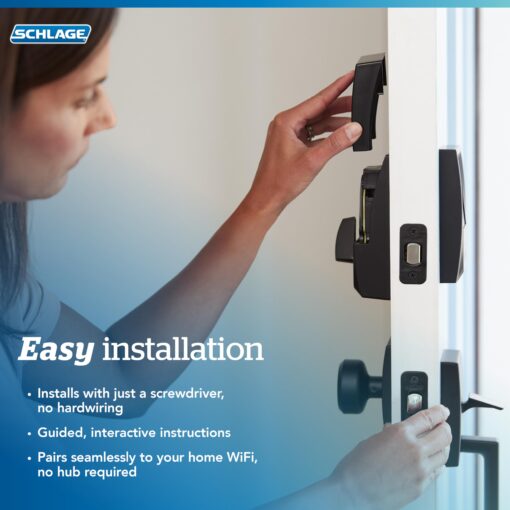 SCHLAGE BE489WB CAM 622 Encode Deadbolt Smart Lock | WiFi Touchscreen Keypad, Matte Black - Image 5