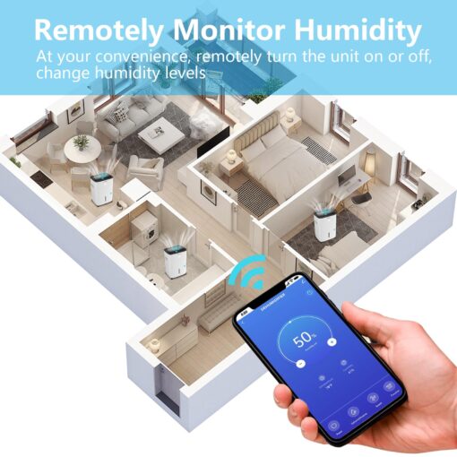 Smart Dehumidifier,Folanzy 120 Pints Energy Star Dehumidifier for Basement Bedroom Home Garage and Large Room Spaces up to 6,200 Sq. Ft with Drain Hose and Water Tank - Image 4