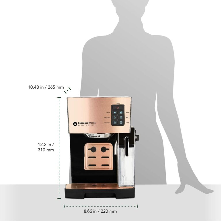 EspressoWorks 19-Bar Espresso, Latte and Cappuccino Maker 10-Piece Set - Brew Cappuccino and Latte with One Button - Espresso Machine with Milk Steamer 1250W - Coffee Gifts (Rose Gold) - Image 3