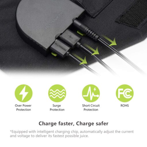 ALLPOWERS Solar Charger 100W Solar Panel Foldable Portable with Dual 5v USB18v DC for Laptop, Tablet, Notebook, 12v Car, Boat, RV Battery, Camping, Hiking, Travel - Image 5