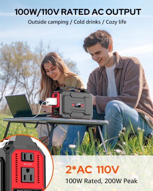 Solar Powered Generator 200W Peak/100W Rated, Portable Solar Generator Power Station with Solar Panels 40W Included, 146Wh Solar Power Bank with AC Outlet 110V for Home Use Camping Outdoor Adventure - Image 7