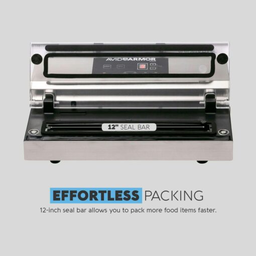 Avid Armor Vacuum Sealer Machine - A100 Stainless Construction, Clear Lid, Commercial Double Piston Pump Heavy Duty 12 Wide Seal Bar Built in Cooling Fan Includes 30 Pre-cut Bags and Accessory Hose - Image 6