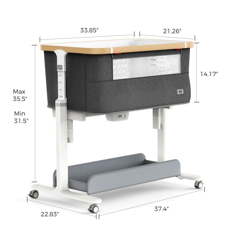 VaVaSoo Rocking Bassinet for Baby Electric Automatic Bedside Sleeper Rocks Itself 3 Motion Auto Rolling Newborn Cradle 5 Height Adjustable with Music, Wheels, Storage, Dark Grey - Image 7