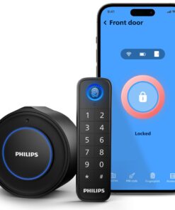 Philips WiFi Smart Lock with Fingerprint Keypad, Turn Your Existing Deadbolt into Smart Door Lock, Built-in WiFi, APP Remote Control, Keyless Entry Door Lock, Auto-Locking, Status Logging, Black