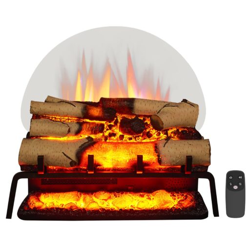 LegendFlame 23" W Free Standing Electric Fireplace White Birch Log Set (EF290A-WB), Fireplace Insert, Heater 750W/1500W, Crackling Sound, Remote Control