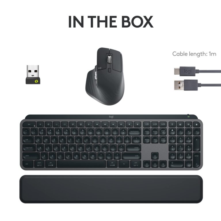 Logitech MX Keys S Combo - Performance Wireless Keyboard and Mouse with Palm Rest, Customizable Illumination, Fast Scrolling, Bluetooth, USB C, for Windows, Linux, Chrome, Mac - Image 4