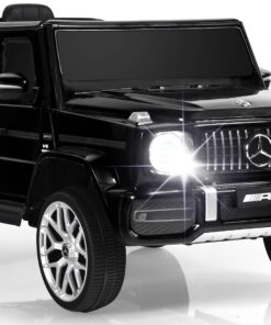 INFANS Licensed Mercedes Benz G63 Kids Ride On Car, 12V Electric Vehicle with Remote Control, Double Open Doors, Music, Bluetooth, Wheels Suspension, Battery Powered for Children Boy Girl (Black)