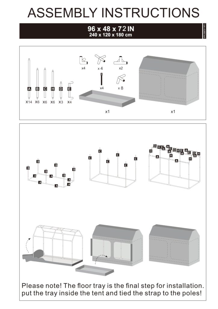 Grow Tent Plant Tent 98"x48"x72" Roof Cube Grow Tent for Hydroponics Indoor Plant Growing - Image 2