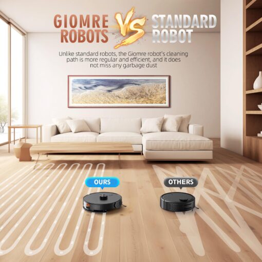 Giomre 3-in-1 Robot Vacuum and Mop Combo, Self Emptying Station for 60 Days, Robotic Vacuum Cleaner with LiDAR Navigation & Max Strong 5000Pa Suction, 2.4G WiFi/Alexa/App Control, Self-Charging Base - Image 2