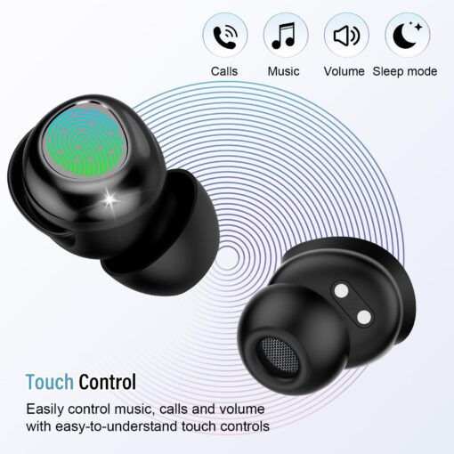 DUSONLAP Sleep Earbuds Bluetooth 5.4 in Ear Light-Weight Headphones, Mini Sleep Headphones Small Design for Side Sleepers, 47H Playtime with Charging Case, Clear Calls Earphones, Mysterious Black - Image 6