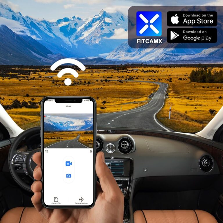 Fitcamx 4K Dual Dash Cam for 2011-2015 Jaguar XJ XJL R-Sport Portfolio Supercharged (Model B), OEM Style, Front 2160P+Rear 1080P Video, WiFi & APP, Loop Recording, G-Sensor, Easy to Use, 128GB Card - Image 3