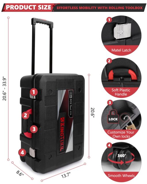 KINGTOOL Home Tool Set Kit - 286 PCS Home Auto Repair Tool Kit with Rolling Tool Box, Mechanic Tool Sets with 21V Max Cordless Power drill, Perfect for Homeowner, Diyer, Handyman - Image 2