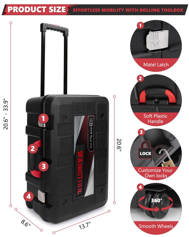 KINGTOOL Home Tool Set Kit - 286 PCS Home Auto Repair Tool Kit with Rolling Tool Box, Mechanic Tool Sets with 21V Max Cordless Power drill, Perfect for Homeowner, Diyer, Handyman - Image 2