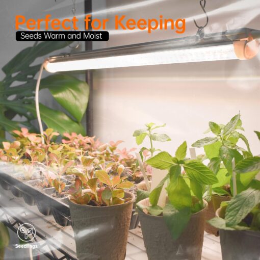 Bstrip Indoor Greenhouse with Grow Light, Metal Plant Stand, 3 Pack T8 2FT Full Spectrum Plant Lights, Timer, Black, 23.5"x13.8"x59" - Image 5