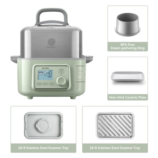 BUYDEEM G553 5-Quart Electric Food Steamer for Cooking, One Touch Vegetable Steamer, Digital Multifunctional Steamer, Quick Steam in 60s, Stainless Steel Steamer Tray, No Stew Pots Included - Image 3