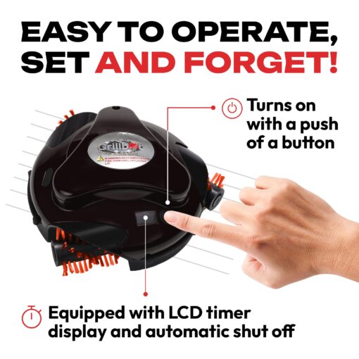 Grillbot Automatic Grill Cleaning Robot with Nylon Brushes, BBQ Grill Cleaner, Grill Brush, Grill Scraper, BBQ Accessories (Red Grillbot + Carry Case) - Image 7