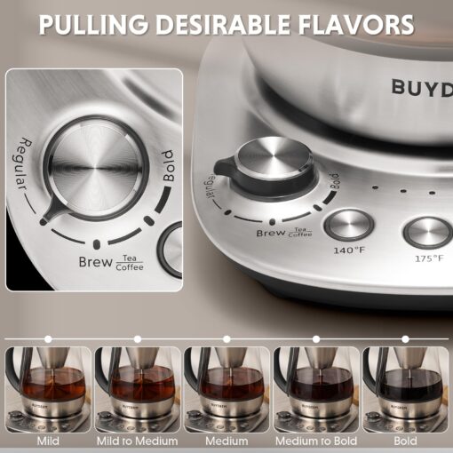 BUYDEEM K176 Tea Maker, Multifunctional Stainless Steel Electric Kettle for Tea and Coffee Brewing, Auto Keep Warm, 5 Flavor Controls, 1.5L - Image 7