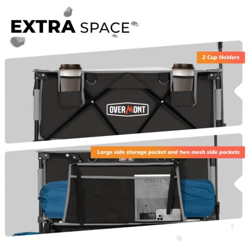Overmont 400L Foldable Double Decker Wagon - Large Capacity Collapsible Wagon Cart- 52" Extra Long Extender - All-Terrain Big Wheels for Camping, Football Game, Sports Events, Support Up to 450lbs - Image 5