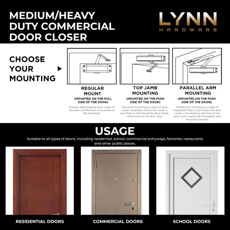 LYNN HARDWARE Medium/Heavy Duty Commercial Door Closer - DC7016 Surface Mounted, Grade 1- ADA & UL 3 Hour Fire Rated, Adjustable Size 1-6 for entrances & Aluminum storefronts- US10B Dark Bronze - Image 9