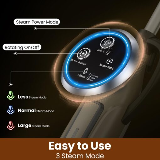 DEVOAC VM6 Scrubbing Steam Mop with Rotating Mop Pads, 10 in 1 Steam Mop, Lightweight Spin Mop & 3 Steam Modes & LED Headlights for Hard Floor Laminate Marble Floors - Image 6