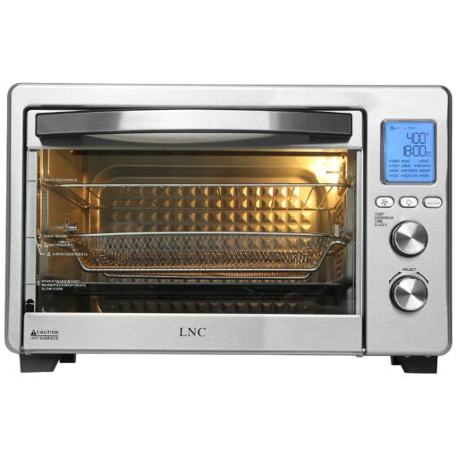 Air Fryer Oven Combo, 34QT Extra Large 1750W Toaster, 12" Pizza Convection Countertop, 12-in-1 Large Rotisserie With 4 Accessories, Stainless Steel, Silver - Image 2