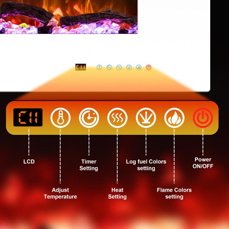 Dreamflame 50" Electric Fireplace Inserts, Recessed & Wall Mounted Fireplace Heater Colorful Flame &Fuel, Remote Control Setting Dimer, Thermostat &Timer, Plug in &Hard-Wire Option, 750W/1500W, White - Image 5