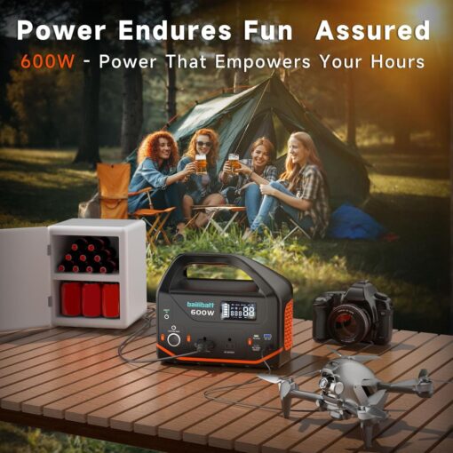 Bailibatt Portable Power Station 600W,293Wh Portable Generator for Home Use, Quiet Generator for Camping Travel Emergency CPAP Survival Backup Outdoor Apartment,100W PD & 110V Pure Sine Wave AC Outlet - Image 2