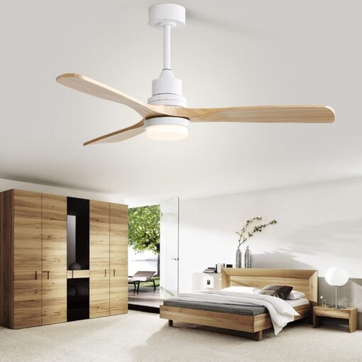 Sofucor Low Profile Ceiling Fan With Lights Remote Control 52 Inch Flush Mount Ceiling Fan Modern Wood Blade Fan For Bedroom Living Room Indoor Outdoor Farmhouse Patio, Noiseless DC Motor - Image 3